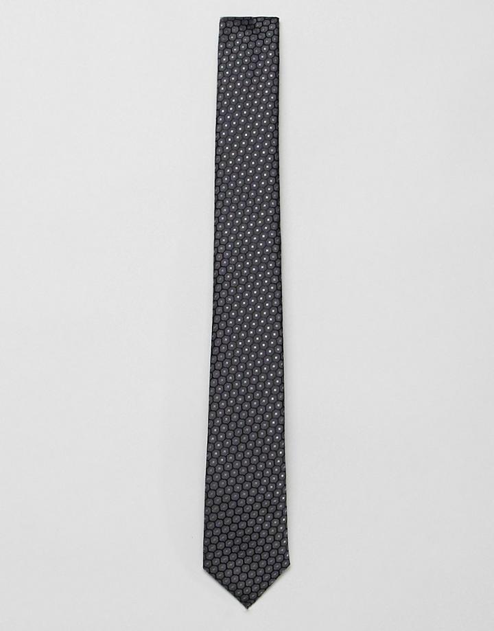 French Connection Honeycomb Print Tie-black