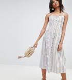 Reclaimed Vintage Inspired Stripe Button Through Sun Dress - White