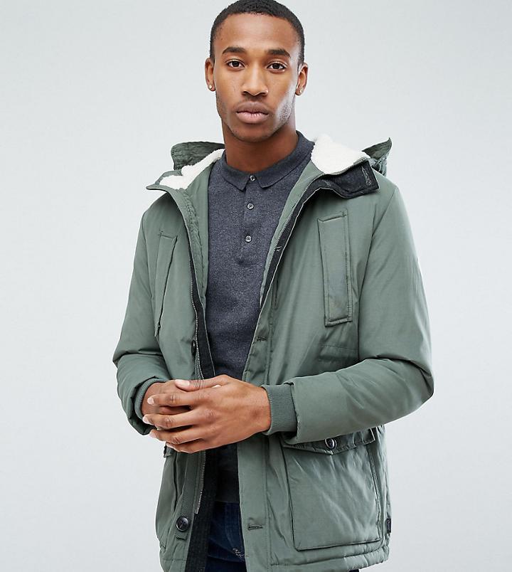 Jack & Jones Originals Parka With Fleece Lined Hood - Green