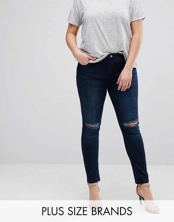 Koko Ripped Knee Detail Skinny Fit Jeans - Blue