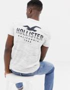 Hollister Icon Logo Crew Neck T-shirt With Back Print In White Texture - White
