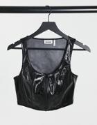 Weekday Joanna Tank With Zip Front In Black Patent