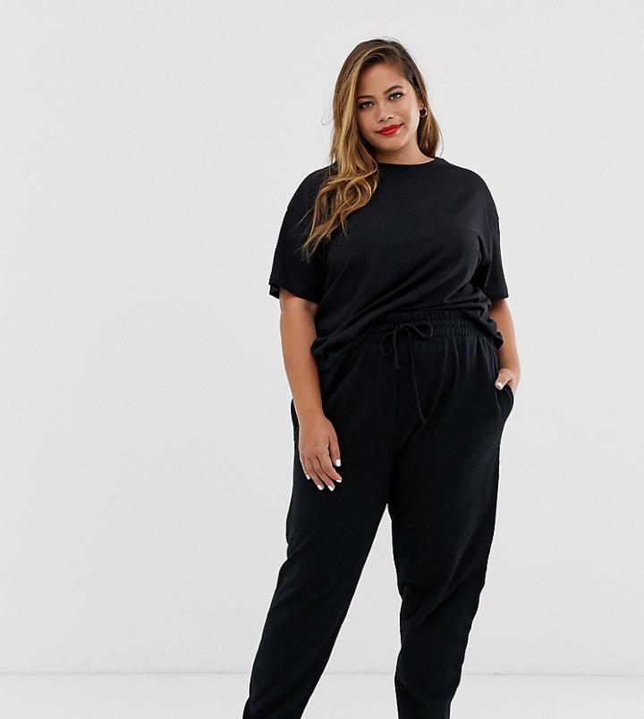 Asos Design Curve Lounge Raw High Waisted Jogger-black