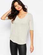 Y.a.s Flax Slubby T-shirt - Light Gray