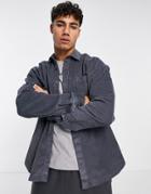 New Look Oversized Cord Overshirt In Dark Gray