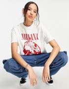Stradivarius Str Nirvana Oversized T-shirt In White