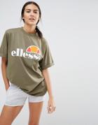 Ellesse Oversized Boyfriend T-shirt With Front Logo - Dusty Olive