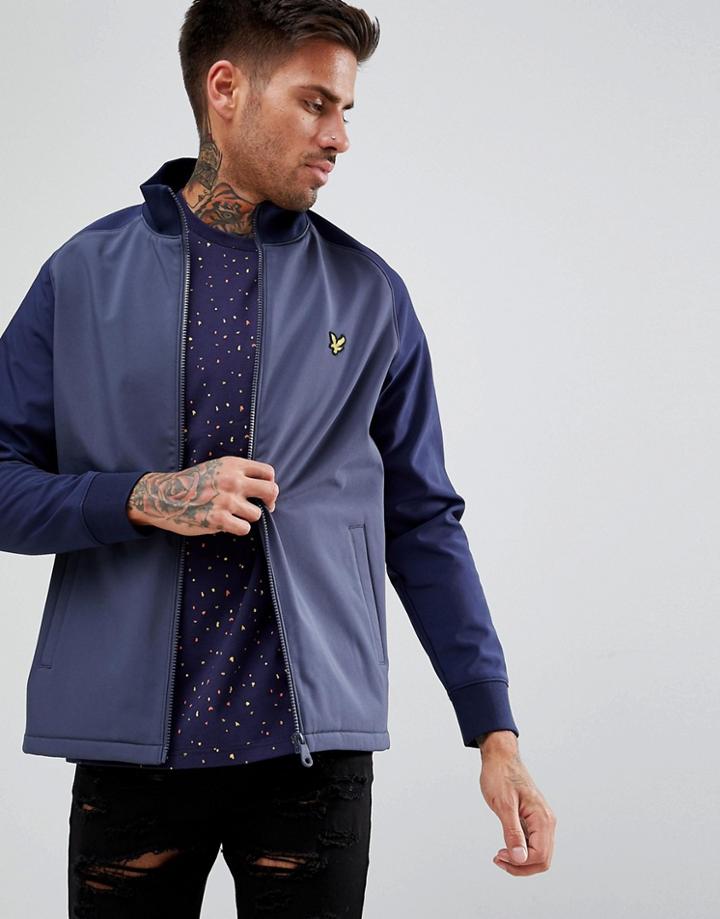 Lyle & Scott Funnel Neck Soft Shell Jacket In Navy - Navy