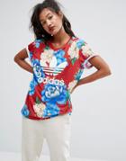 Adidas Originals Farm Big Floral Print Boyfriend T-shirt - Multi