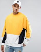 Asos Oversized Cut & Sew Sweatshirt In Yellow - Yellow