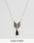 Nylon Gold Plated Necklace With Tassel - Gold Plated
