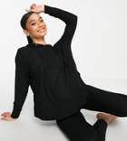 Asos Design Maternity Lounge Super Soft Rib Oversized Hoodie With Splits & Legging Set In Black