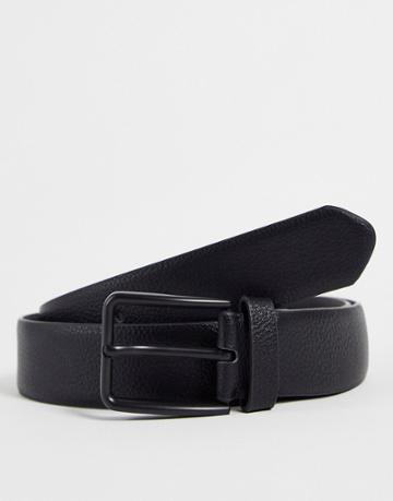 Smith & Canova Pebble Effect Leather Belt In Black