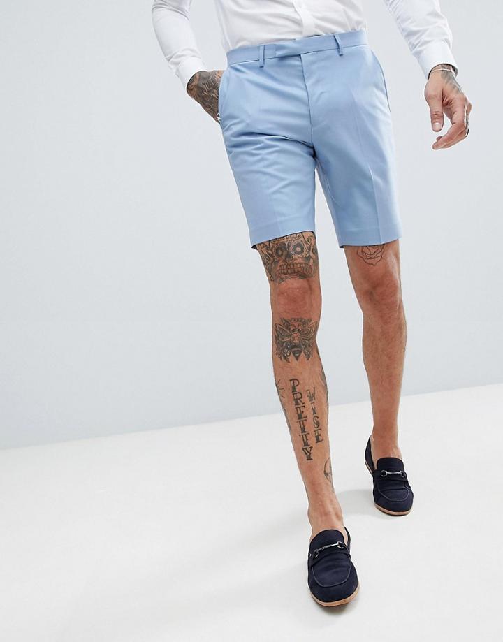 Twisted Tailor Wedding Smart Shorts In Light Blue - Blue
