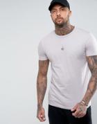 Asos Longline T-shirt With Crew Neck - Purple