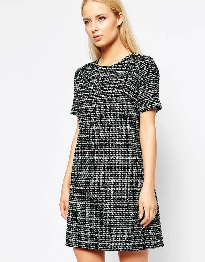 Helene Berman Tweed Shift Dress With Silver And Sequin Flecks