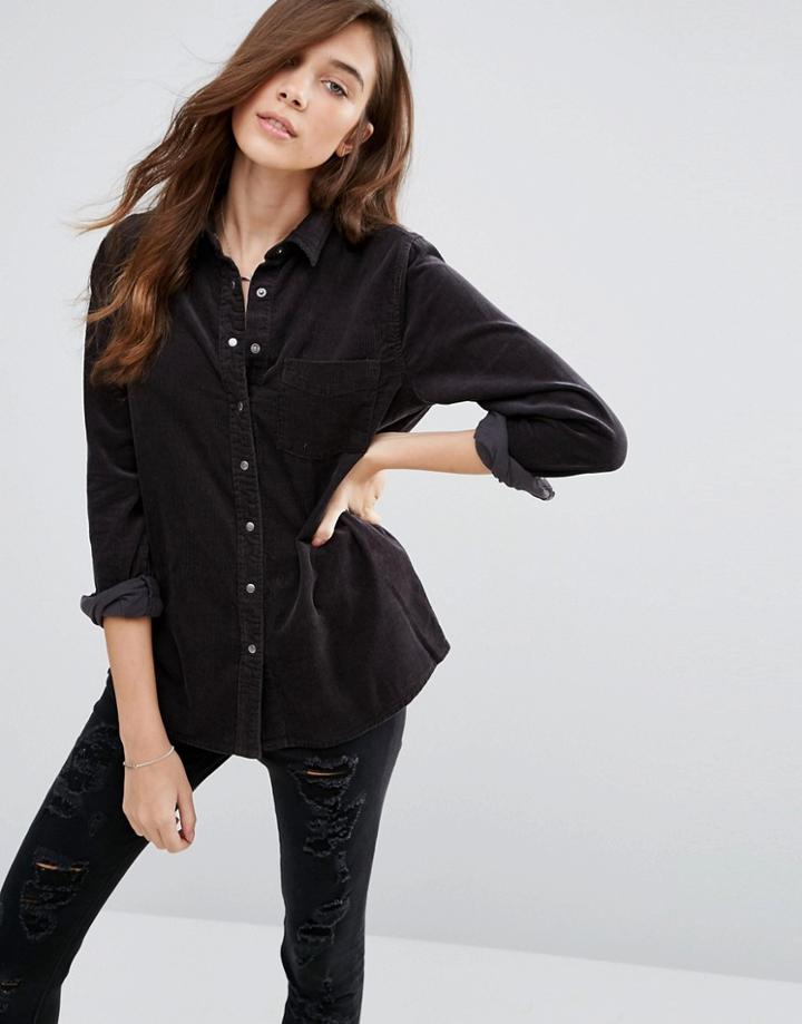 New Look Cord Pocket Shirt - Gray