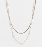 Reclaimed Vintage Inspired Pink Pearl Chain Multirow Necklace In Gold-silver