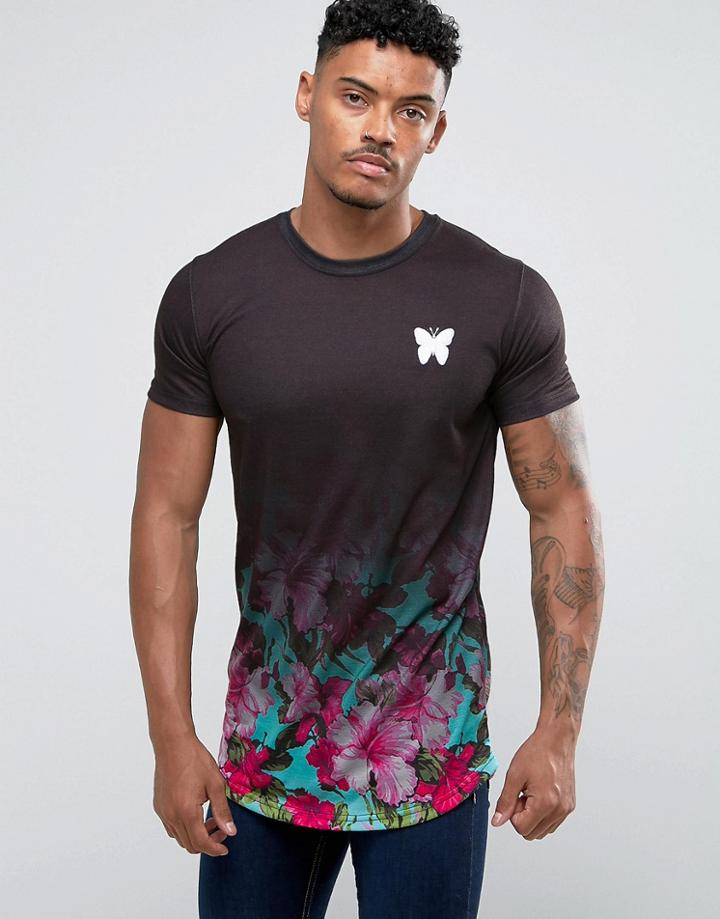 Good For Nothing Muscle T-shirt In Black With Floral Fade - Black