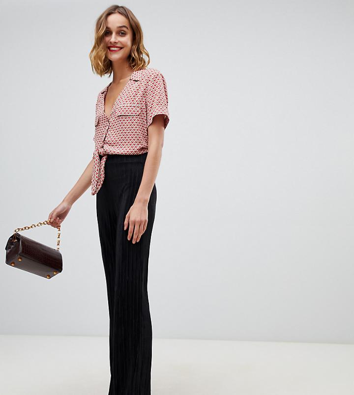 River Island Plisse Pants In Black - Black