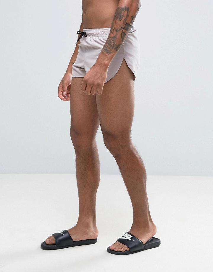 Asos Swim Shorts In Stone With Extreme Side Split - Beige