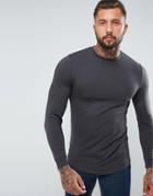 Asos Longline Lightweight Muscle Sweatshirt - Black