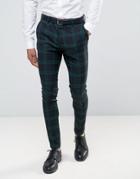 Asos Super Skinny Suit Pants In Large Blackwatch Check - Green