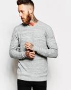 Weekday Crew Sweater Rack Texture Rib Knit - Dark Gray