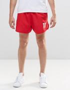 11 Degrees Retro Shorts With Logo - Red