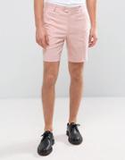 Asos Slim Tailored Shorts In Pink - Pink