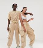 Collusion Unisex Utility Sweatpants In Washed Stone - Stone