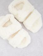 Asos Design Zactually Sporty Slippers In Cream-white