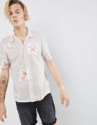 Allsaints Short Sleeve Revere Shirt With Hawaiian Floral Print - Gray