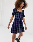 Collusion Tie Back Check Smock Dress - Multi