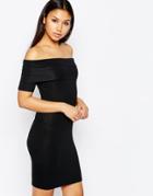 Asos Bardot Off Shoulder Mini Dress - Black