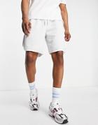 Asos Design Oversized Shorts With Contrast Hem In Heathered White