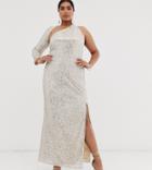 Club L London Plus Sequin One Shoulder Maxi Dress