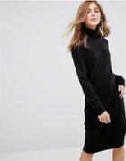 Jdy Long Sleeve High Neck Knitted Dress - Black