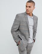 Asos Design Oversized Suit Jacket In Black And White Check - Black