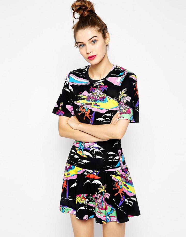 Love Moschino Dress In Surfers Print - Multi