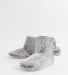 New Look Fluffy Pom Boot Slippers