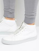 Jack & Jones Neptune Hi Top Sneakers In Leather - White