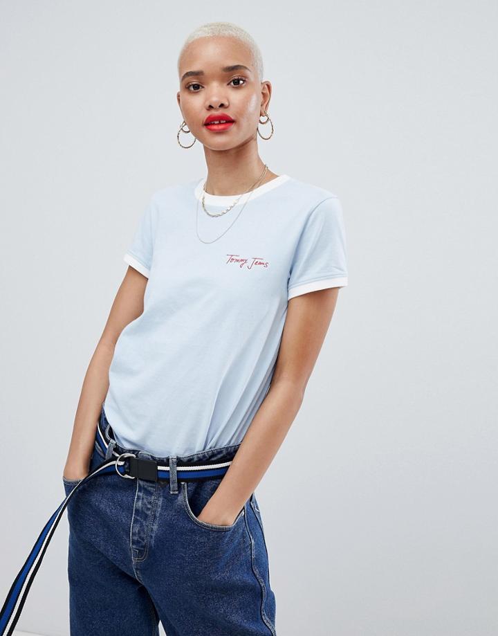 Tommy Jeans Fine Stripe T-shirt - Blue