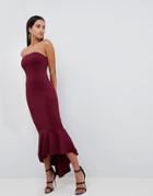 Ax Paris Bandeau Midiaxi Dress With Peplum Hem - Purple