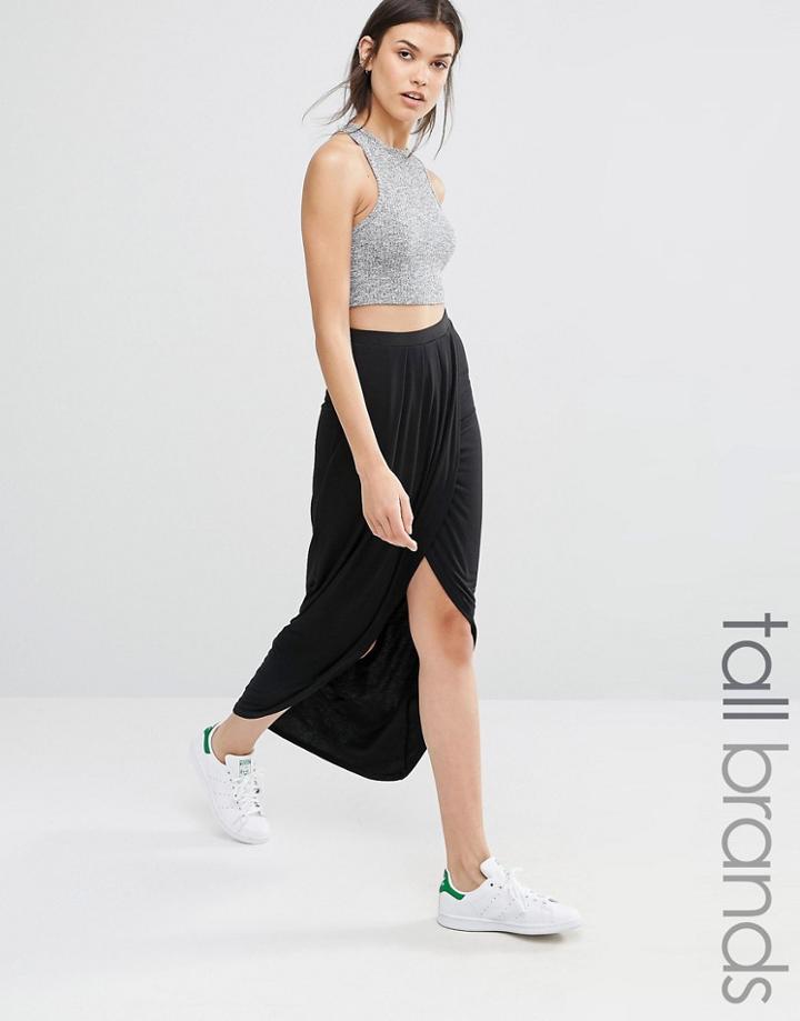New Look Tall Wrap Front Maxi Skirt - Beige
