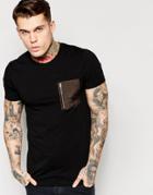 Asos Muscle T-shirt With Contrast Military Pocket With Zip