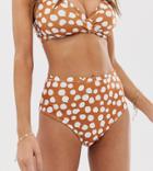 Peek & Beau Eco Exclusive Scallop High Waist Bikini Bottom In Cinnamon Spot-multi