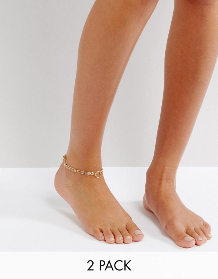 Pieces Layered Multipack Anklet - Gold
