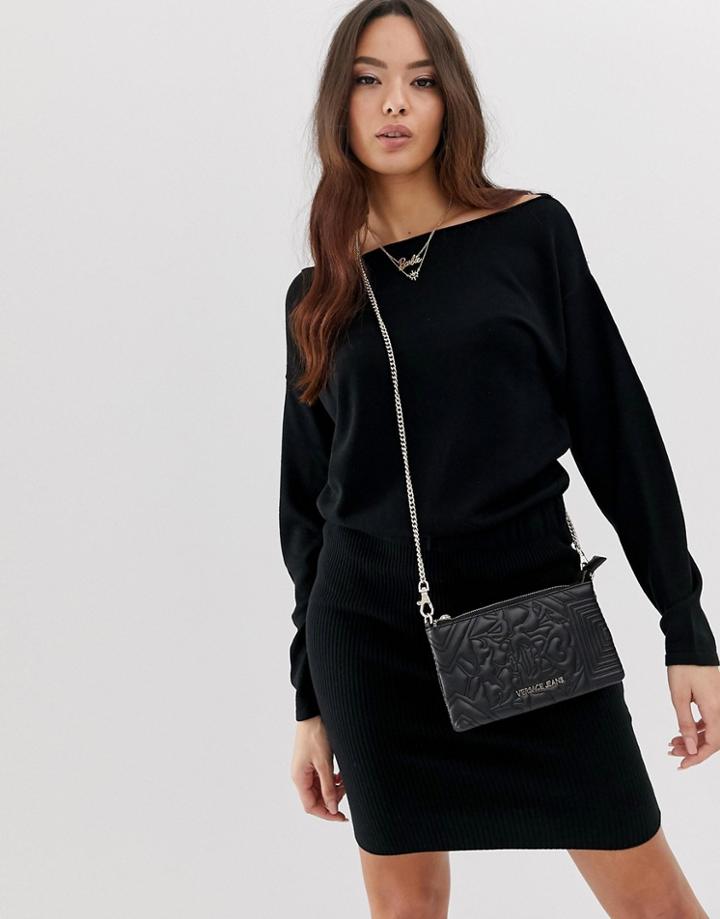 Asos Design Knit Dress With Pencil Skirt And Slouchy Top - Black
