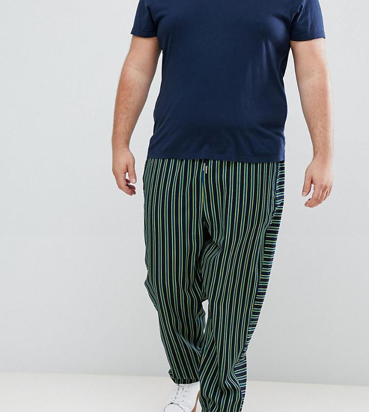 Asos Design Plus Relaxed Pants With Contrast Stripe Panel - Navy